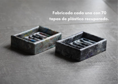 Caja 6 unidades Jabonera ♻️ de 70 tapas de plástico